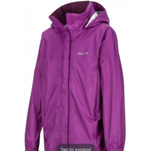 Marmot Girls PreCip Eco Waterproof Rain Jacket Taped Seam Packable Purple XL